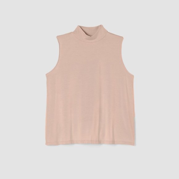 Eileen Fisher Dark Powder Basic Length Fine Jersey Mock Neck Tank - Picture 6 of 6